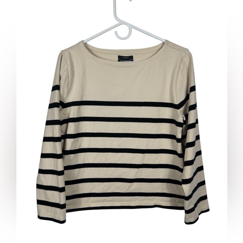J.Crew Classic Mariner Cloth Boatneck T-shirt in Stripe, Size L